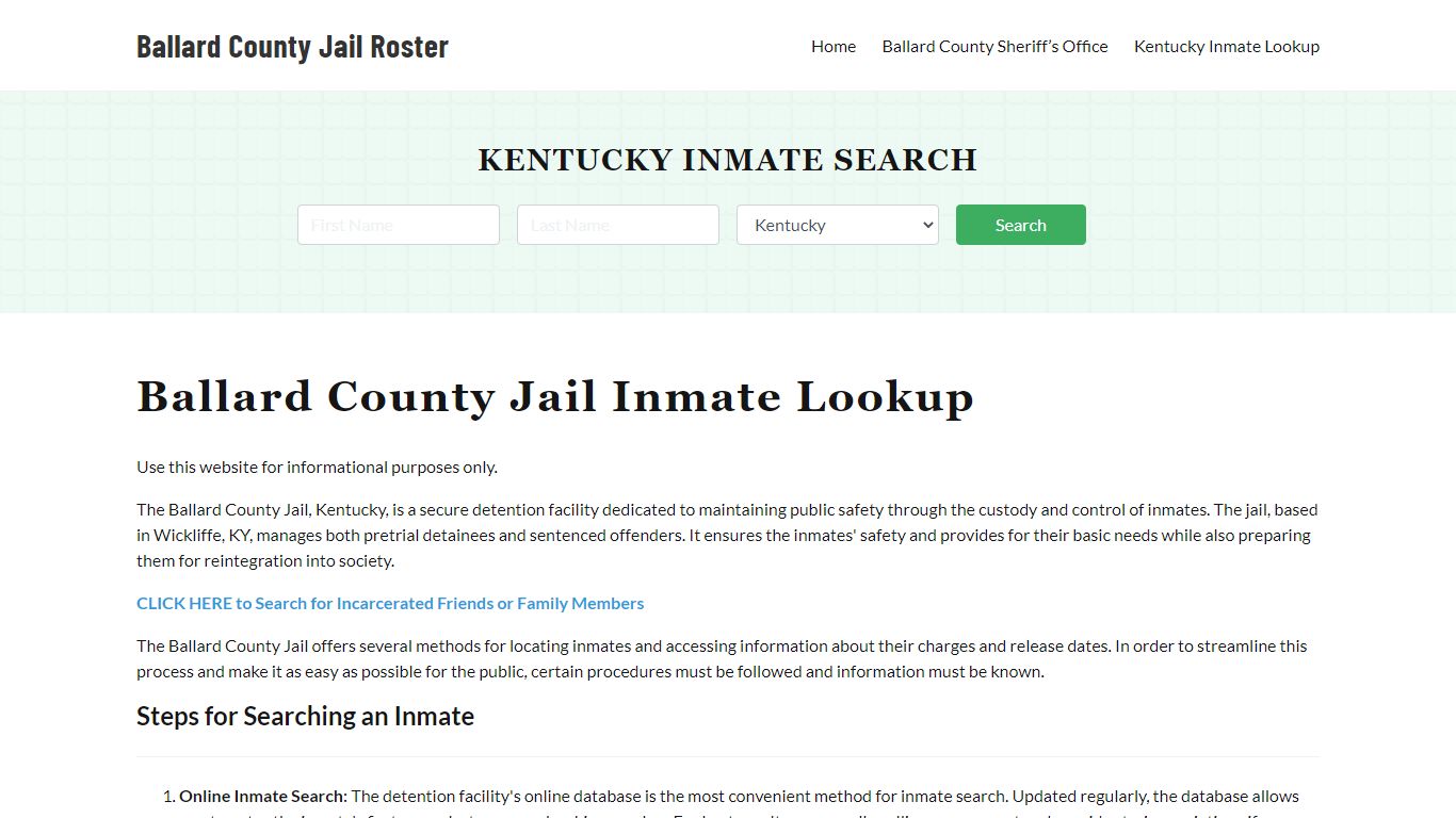 Ballard County Jail Roster Lookup, KY, Inmate Search